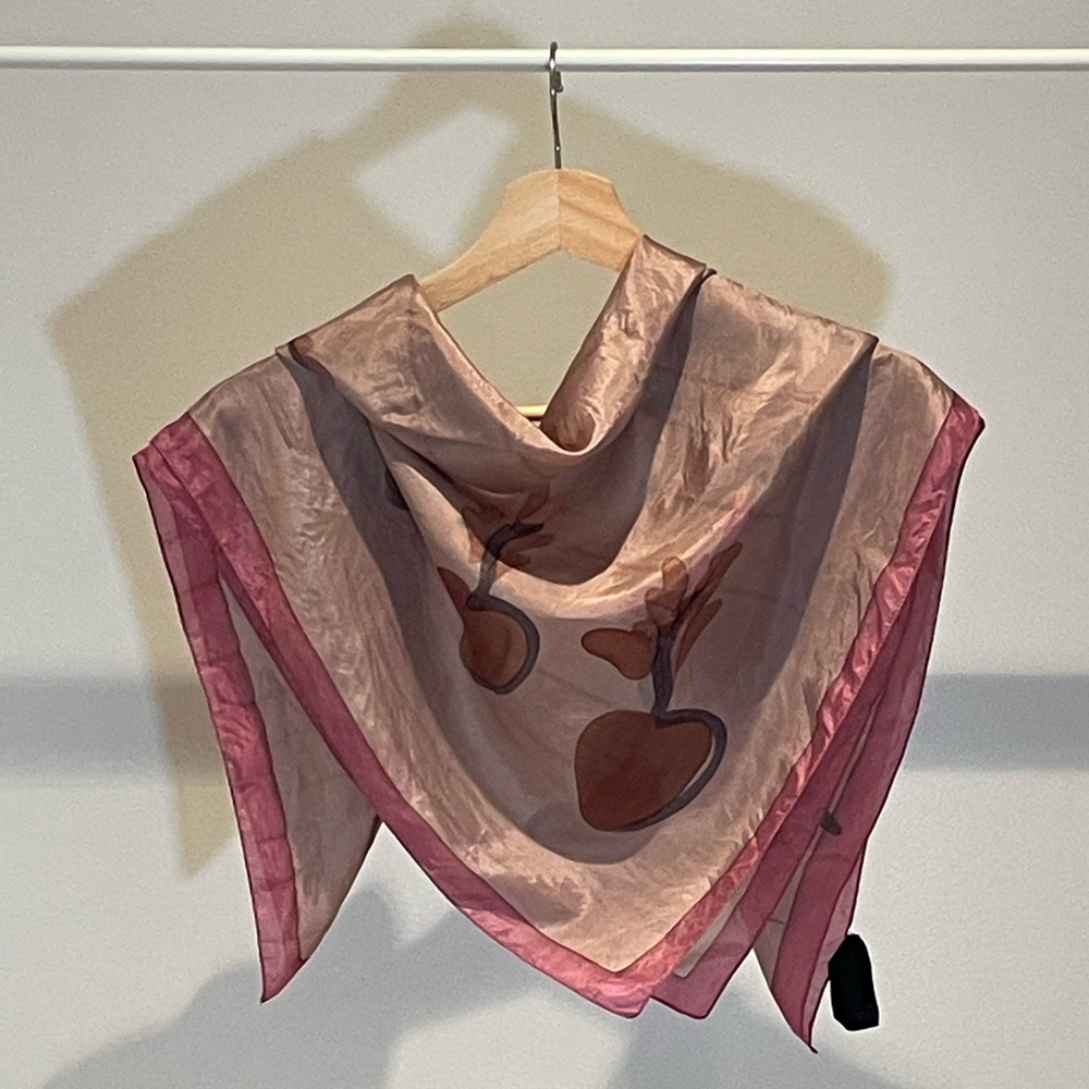 Chic Pink and Brown Floral Scarf